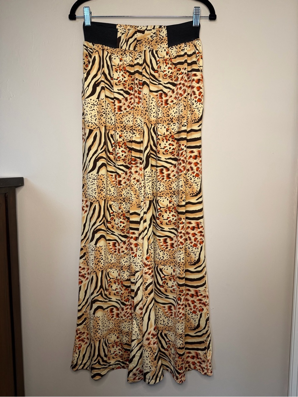 Animal Print Wide Leg Pants in Tan and Black